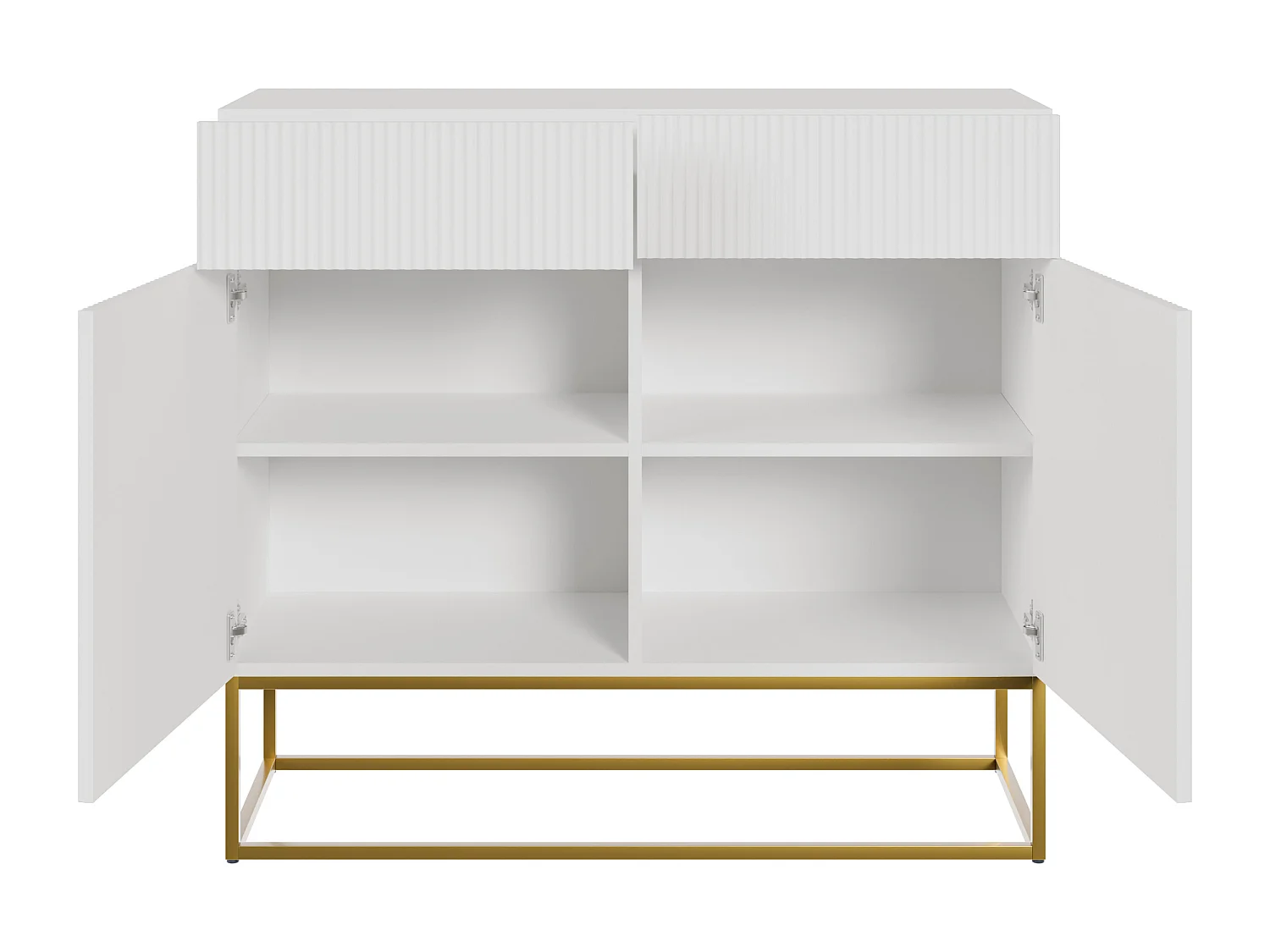 Buffet 2 portes - 2 tiroirs - blanc - 100 cm - VELDIO