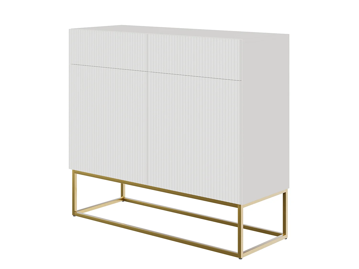 Buffet 2 portes - 2 tiroirs - blanc - 100 cm - VELDIO