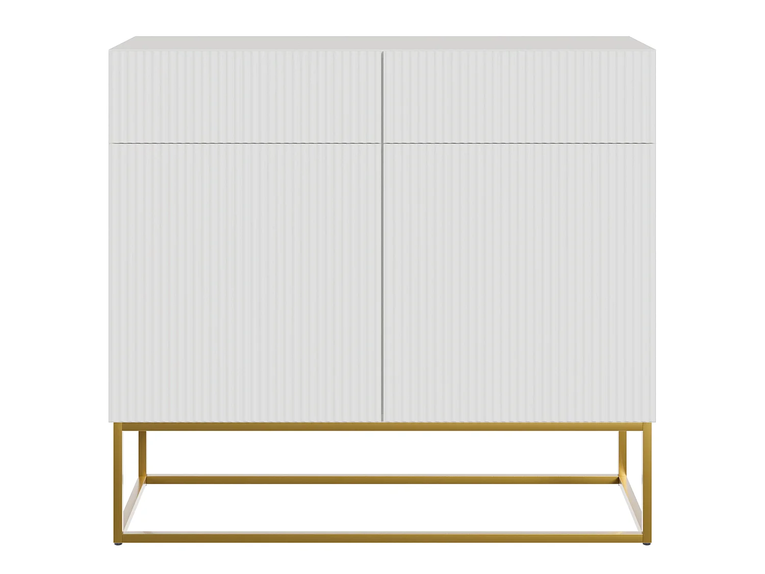 Buffet 2 portes - 2 tiroirs - blanc - 100 cm - VELDIO