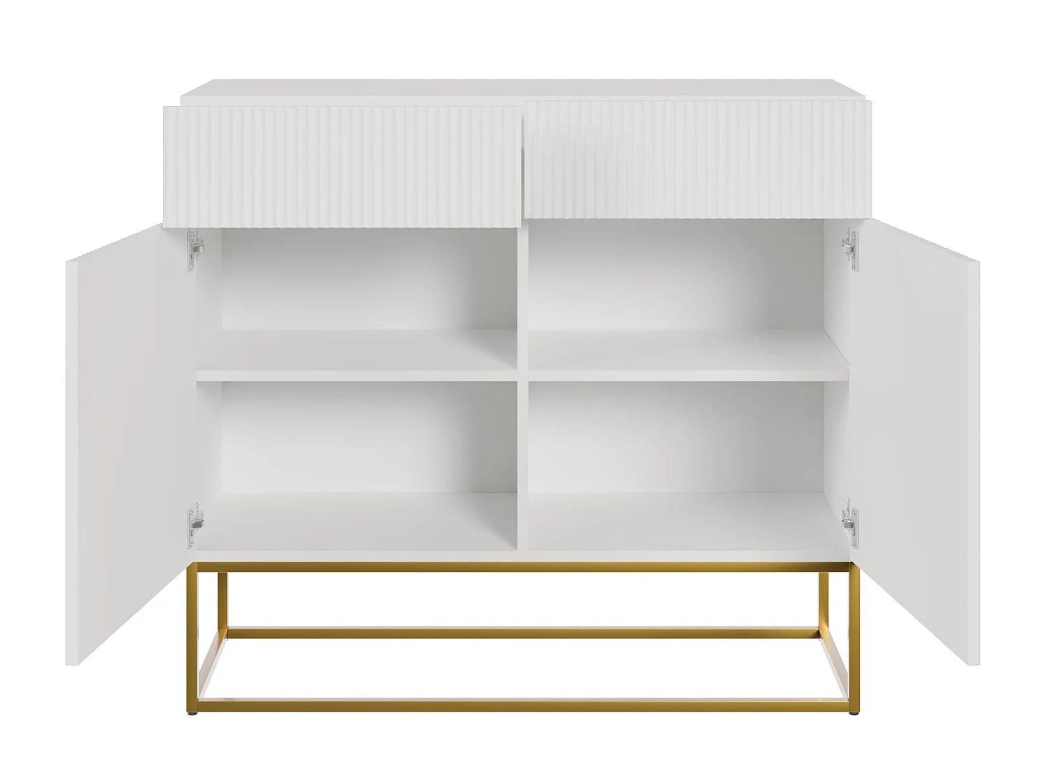 Buffet 2 portes - 2 tiroirs - blanc - 100 cm - VELDIO