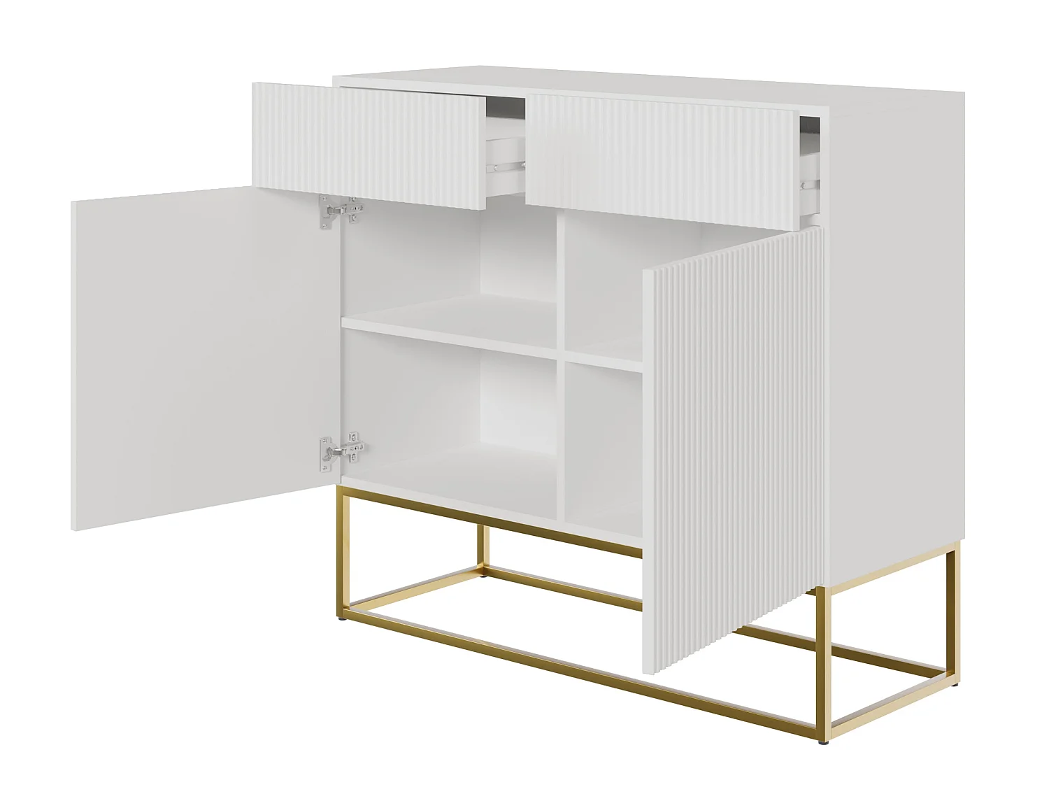 Buffet 2 portes - 2 tiroirs - blanc - 100 cm - VELDIO