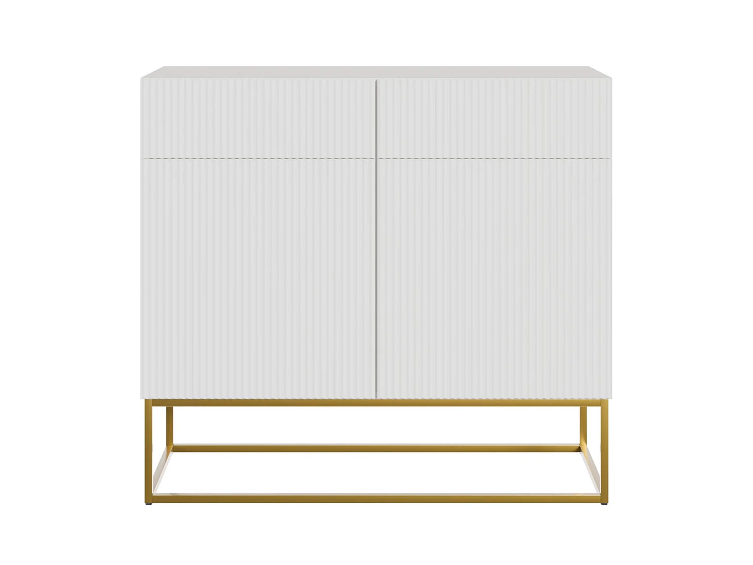 Buffet 2 portes - 2 tiroirs - blanc - 100 cm - VELDIO