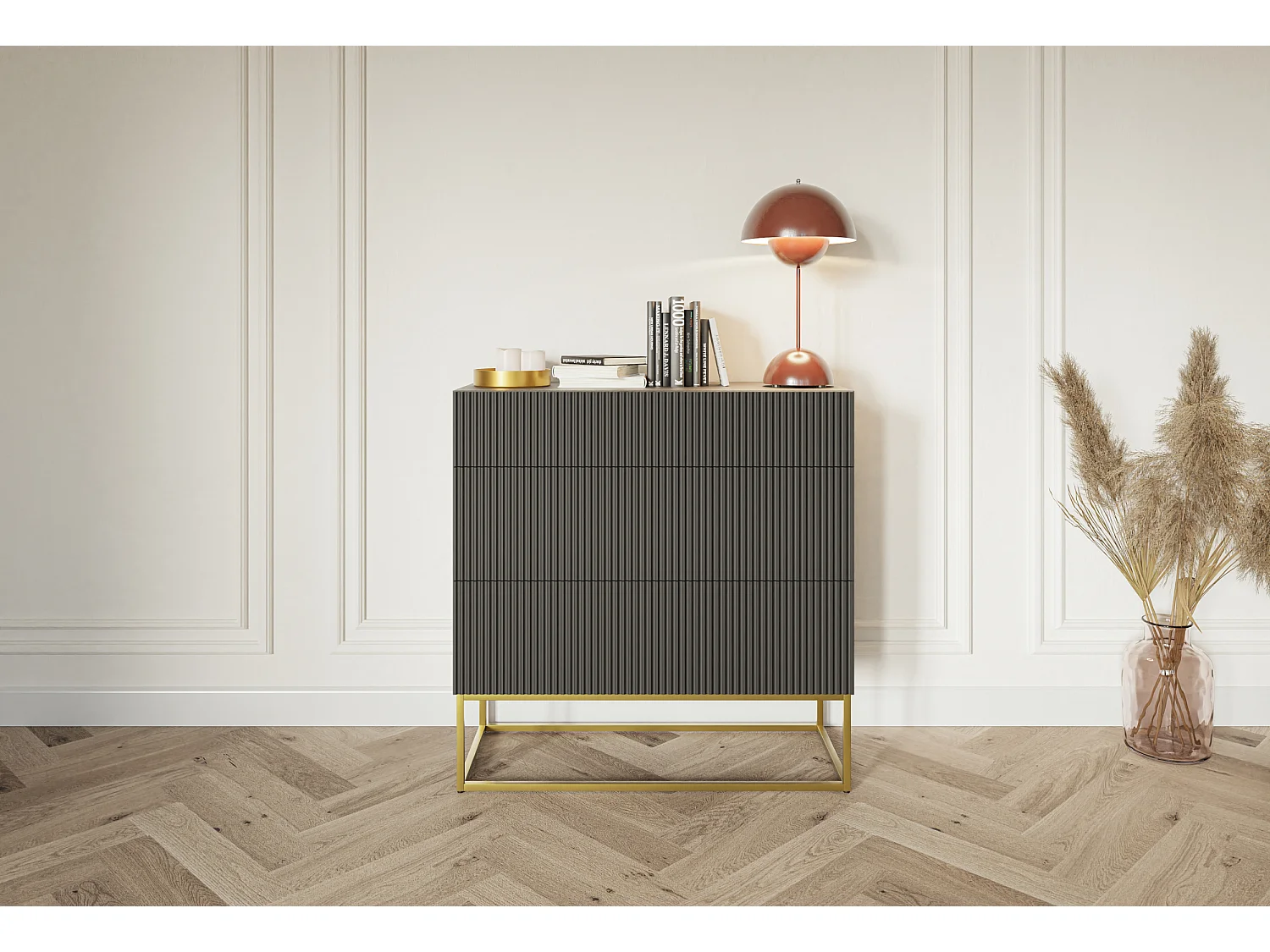 Commode 3 tiroirs - 90 cm - noir- VELDIO