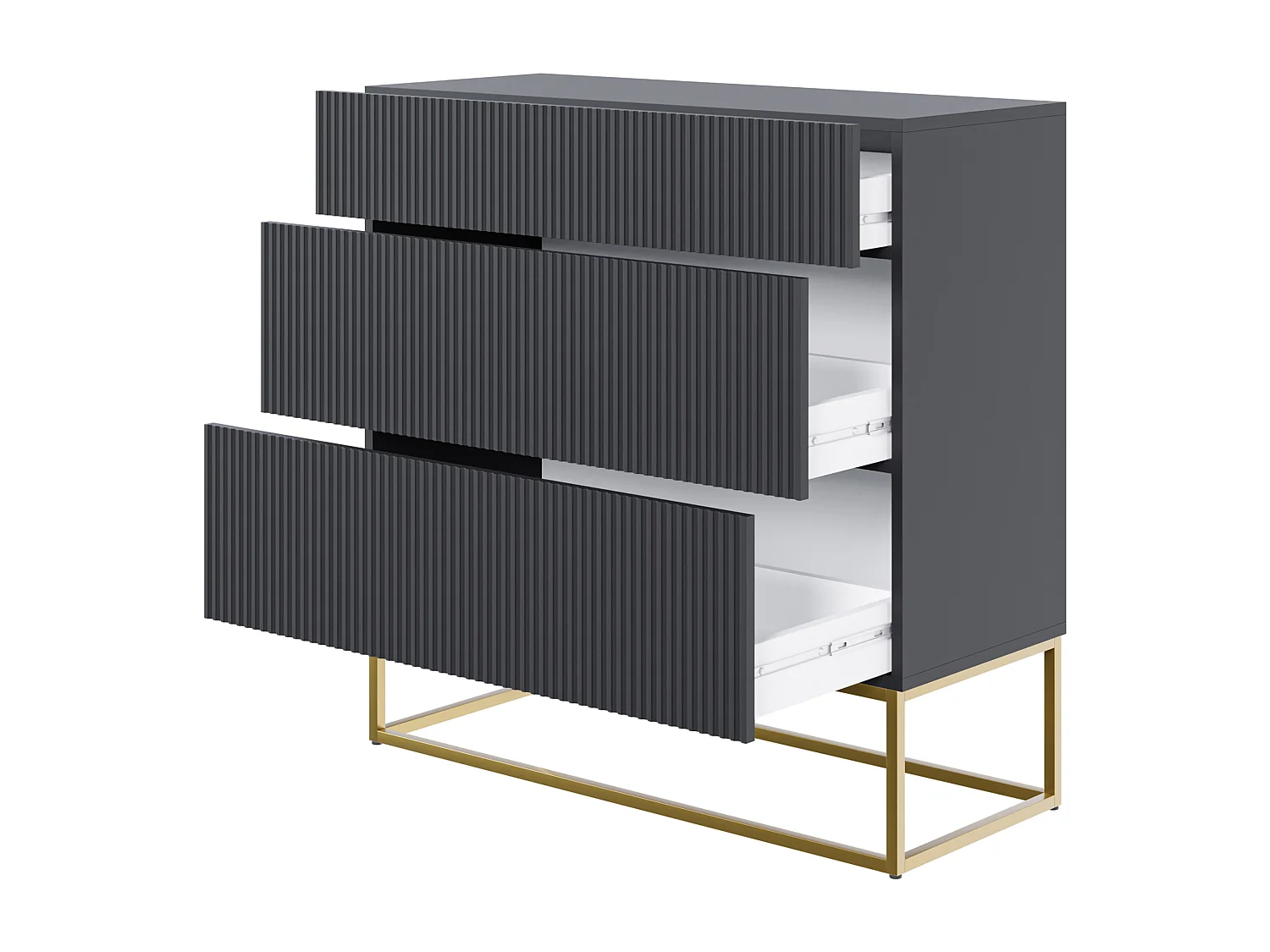 Commode 3 tiroirs - 90 cm - noir- VELDIO