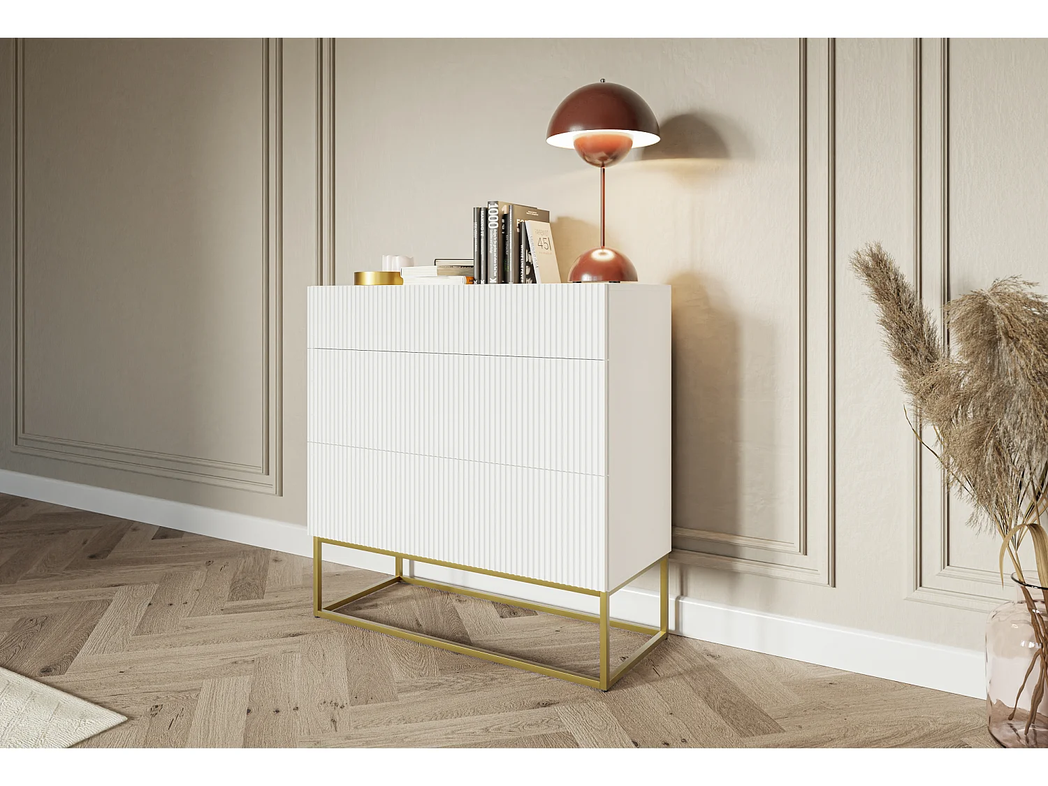 Commode 3 tiroirs - 90 cm - blanc - VELDIO