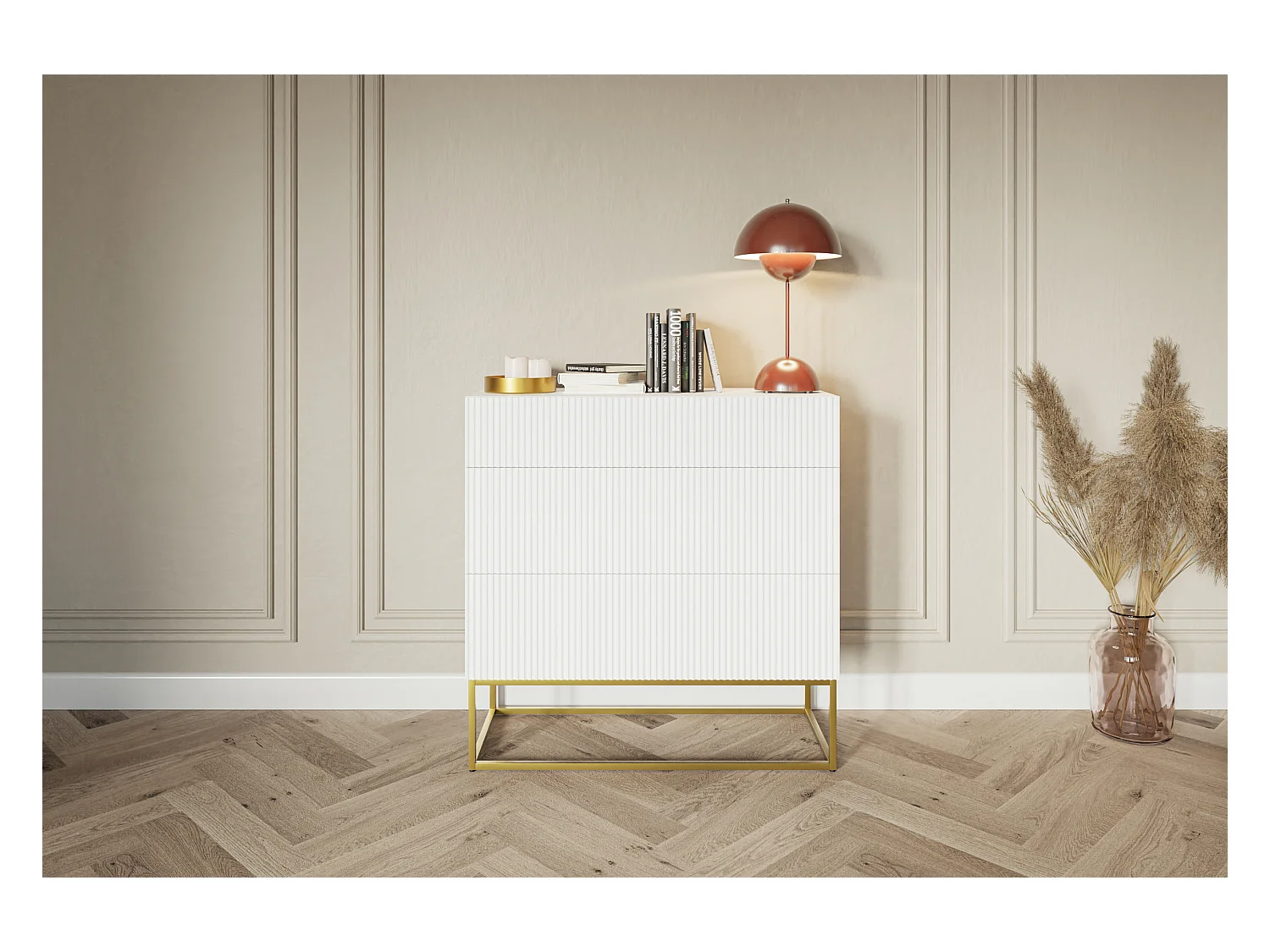 Commode 3 tiroirs - 90 cm - blanc - VELDIO