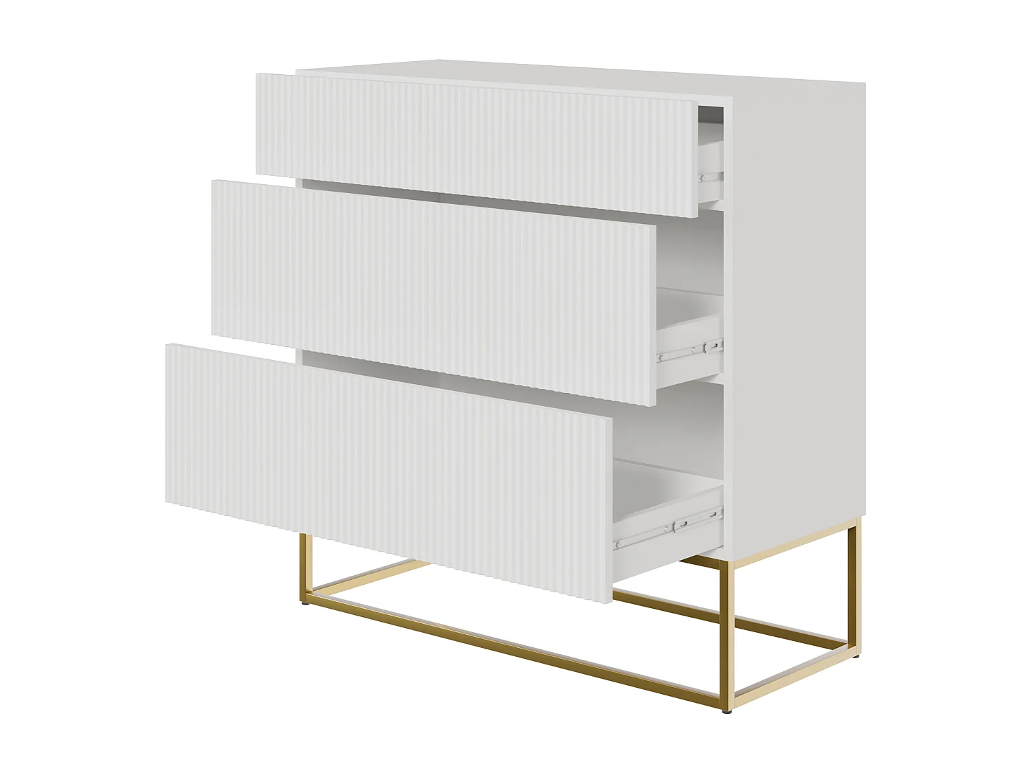 Kommode mit 3 Schubladen - 90 cm - weiß - VELDIO