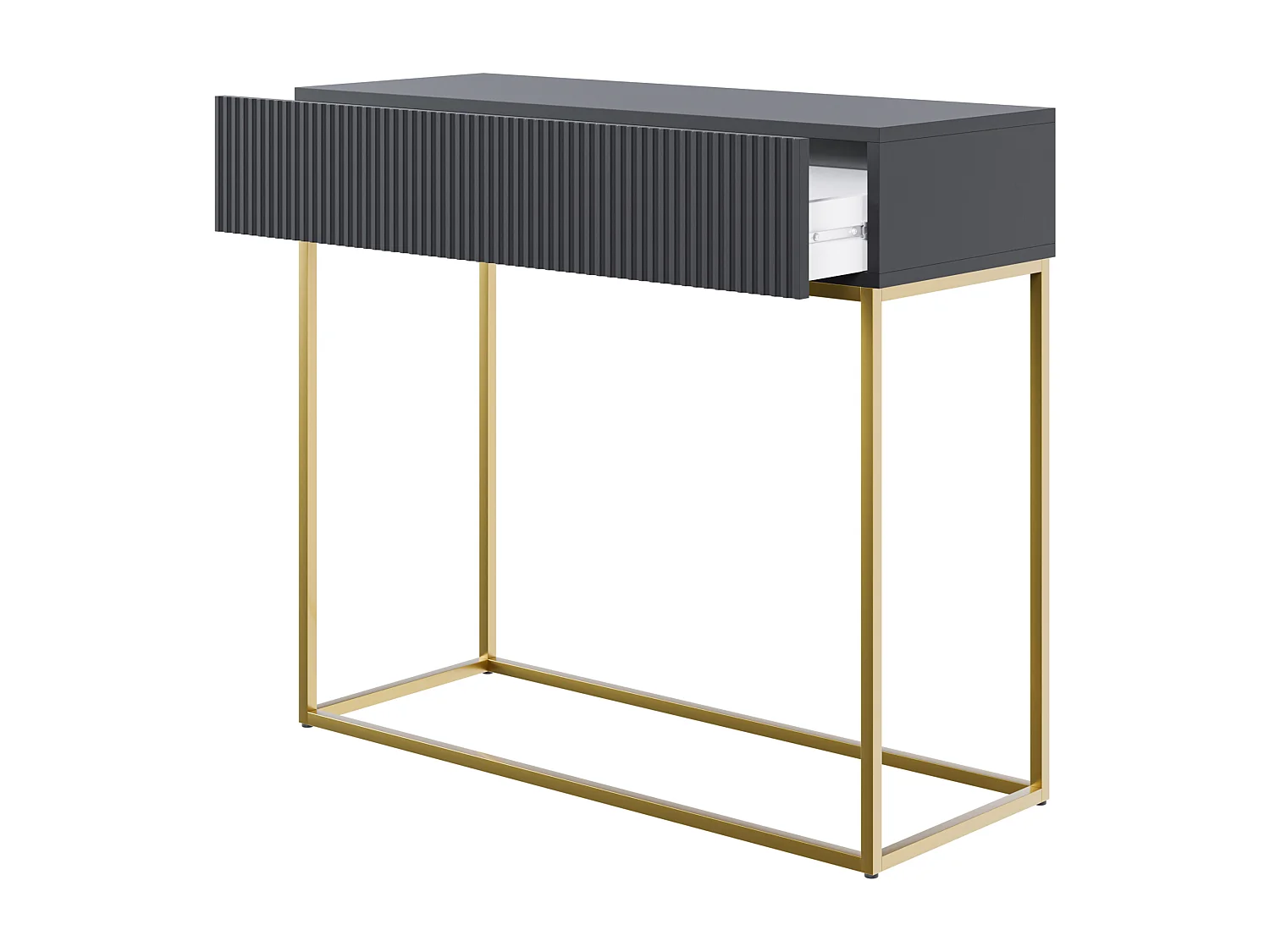 Table console - 90 cm - noir - pieds dorés - VELDIO
