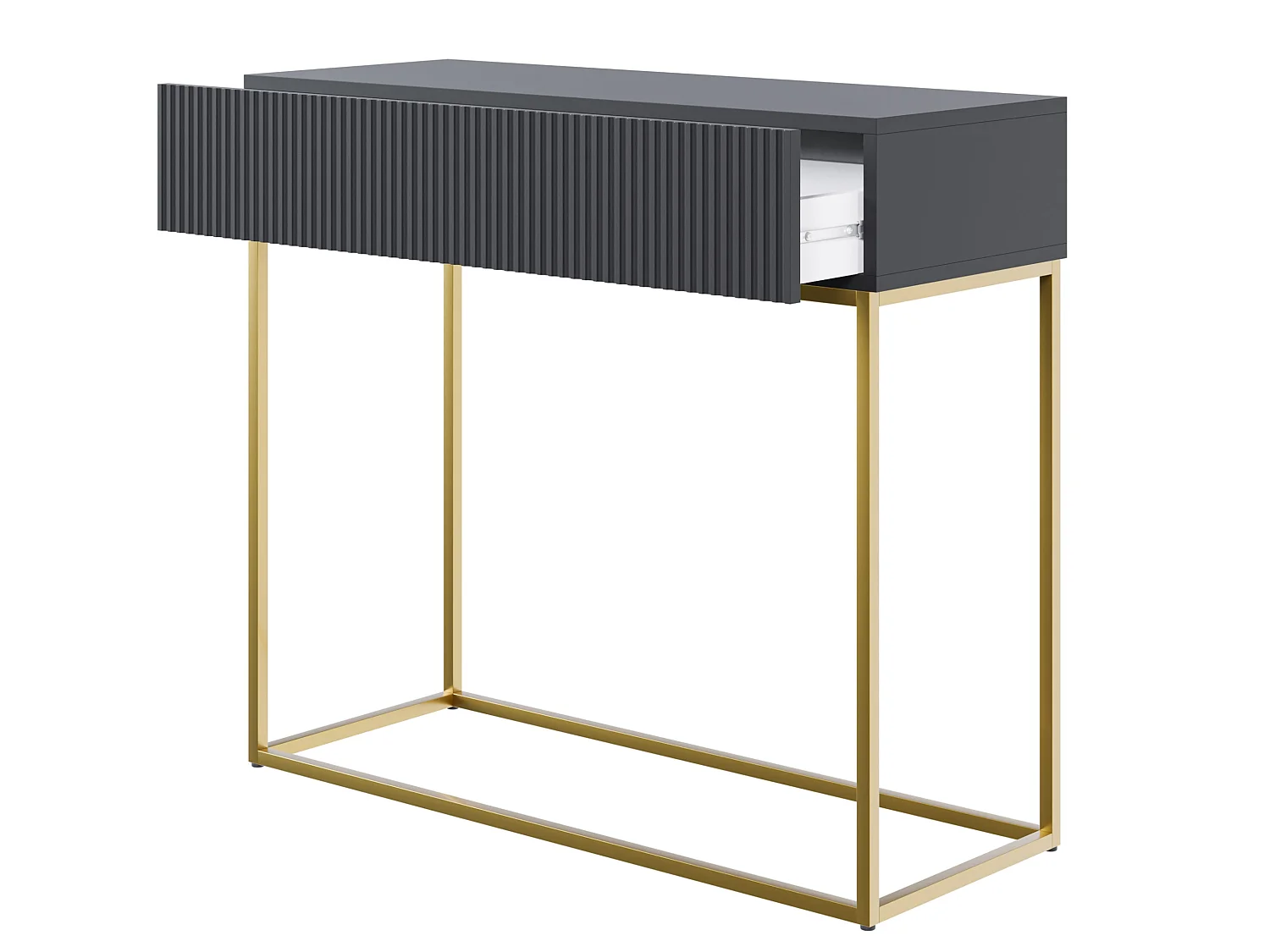 Table console - 90 cm - noir - pieds dorés - VELDIO