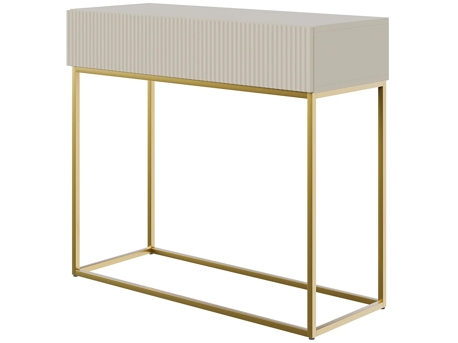 Konsolentisch mit Schublade - 90 cm - taupe (graubeige) mit goldenem Metallgestell - VELDIO