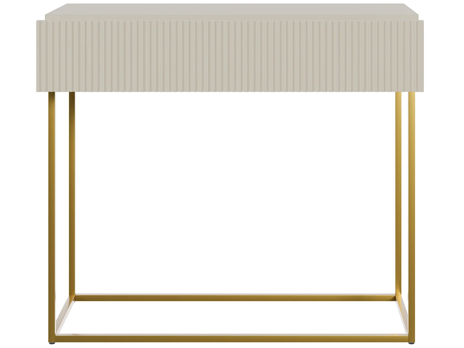 Konsolentisch mit Schublade - 90 cm - taupe (graubeige) mit goldenem Metallgestell - VELDIO