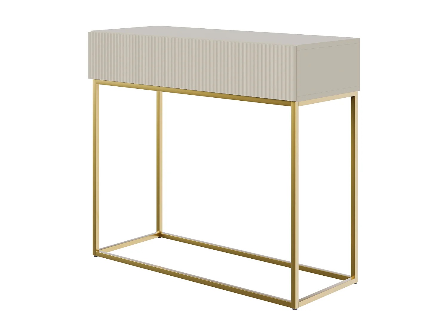 Table console - 90 cm - taupe (gris-beige) - pieds dorés - VELDIO