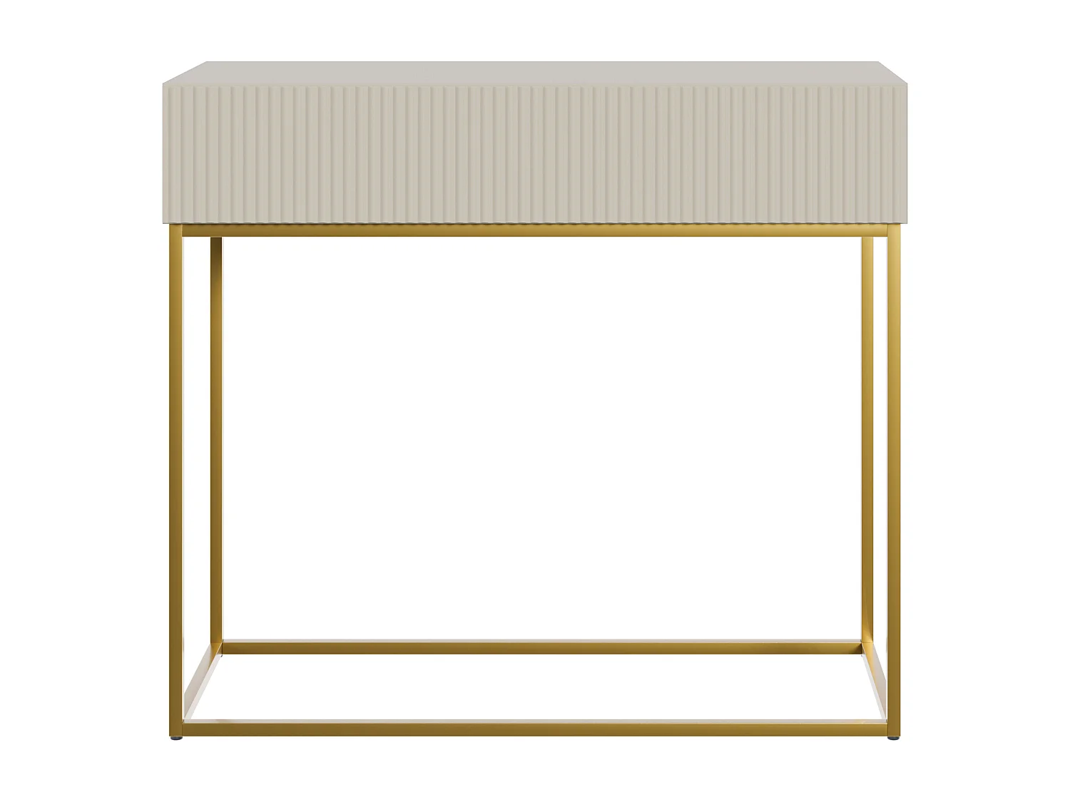 Table console - 90 cm - taupe (gris-beige) - pieds dorés - VELDIO