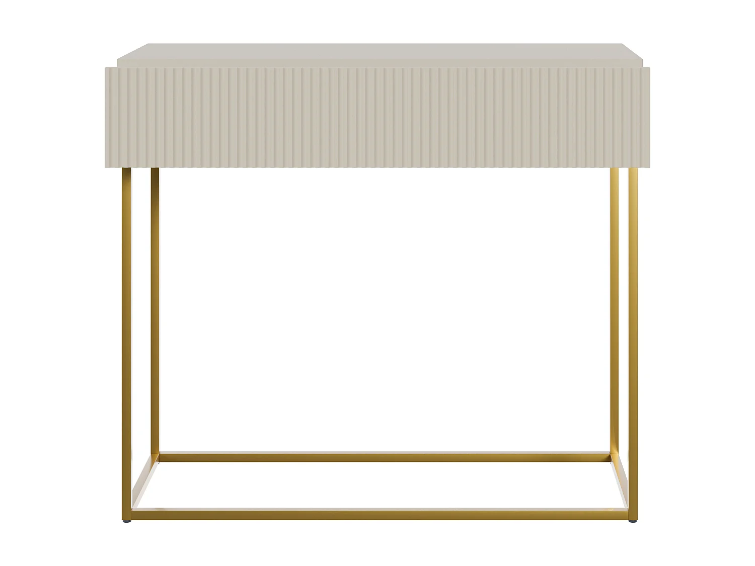 Table console - 90 cm - taupe (gris-beige) - pieds dorés - VELDIO