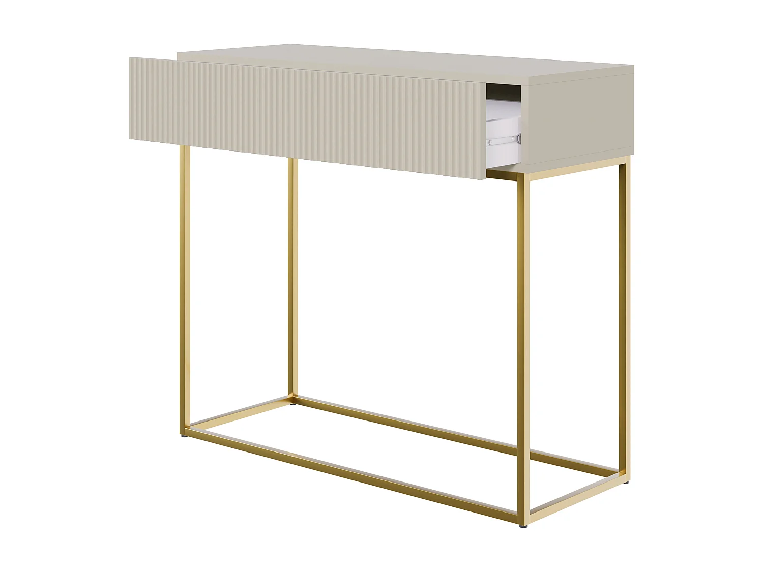 Table console - 90 cm - taupe (gris-beige) - pieds dorés - VELDIO