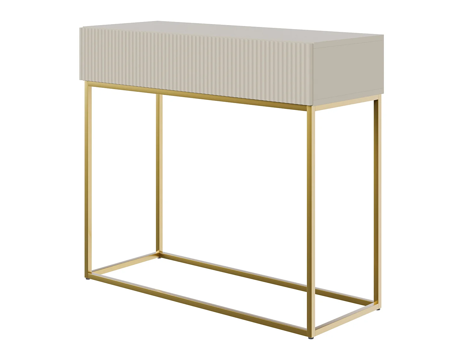 Consoletafel - 90 cm - taupe (grijsbeige) met gouden poten - VELDIO