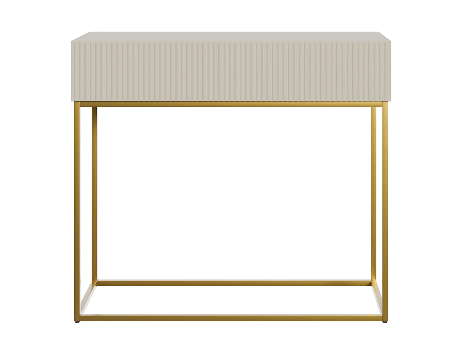 Consoletafel - 90 cm - taupe (grijsbeige) met gouden poten - VELDIO