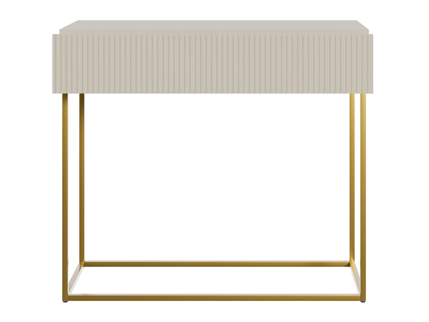 Consoletafel - 90 cm - taupe (grijsbeige) met gouden poten - VELDIO