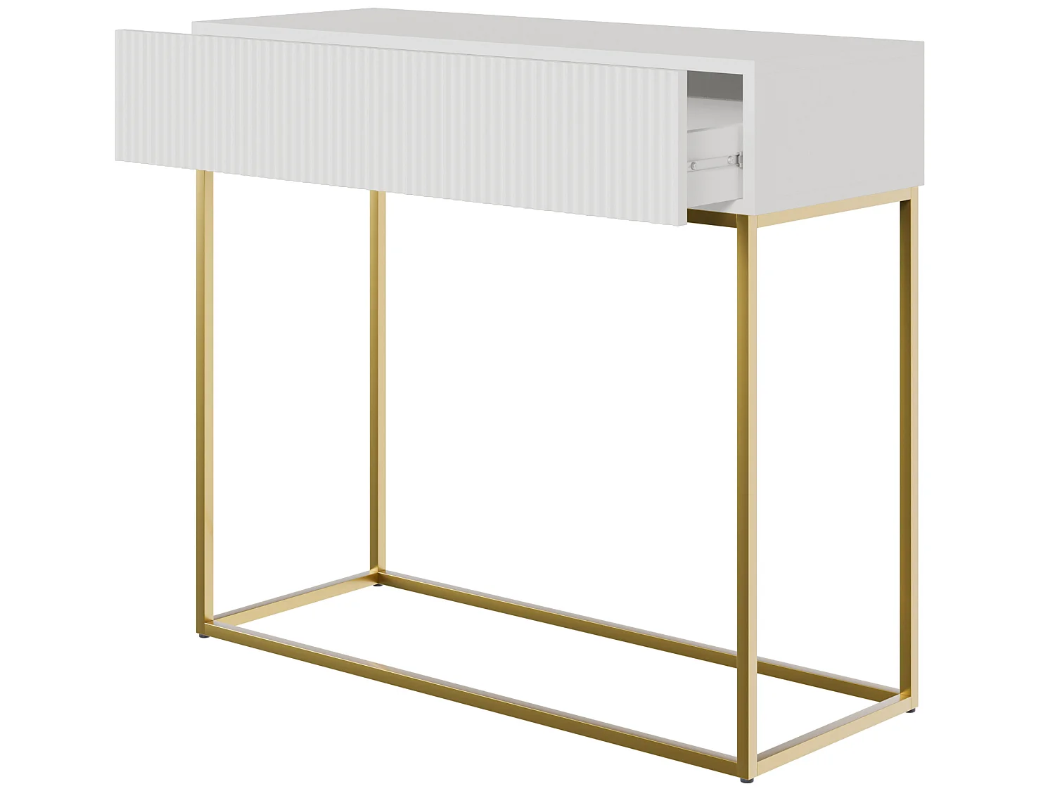 Console - 90 cm - bianca con piedini dorati - VELDIO