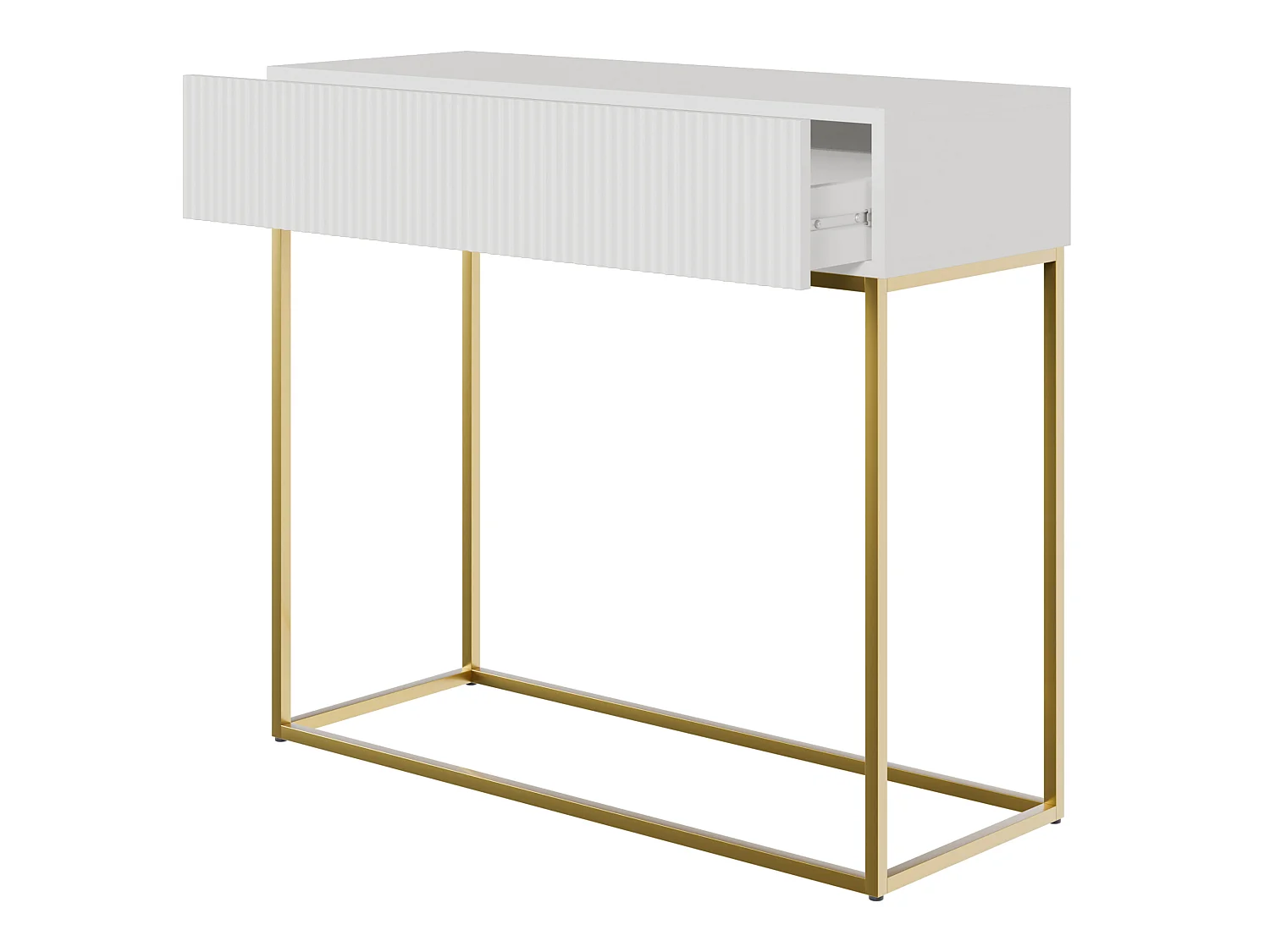 Consoletafel - 90 cm - wit met gouden poten - VELDIO