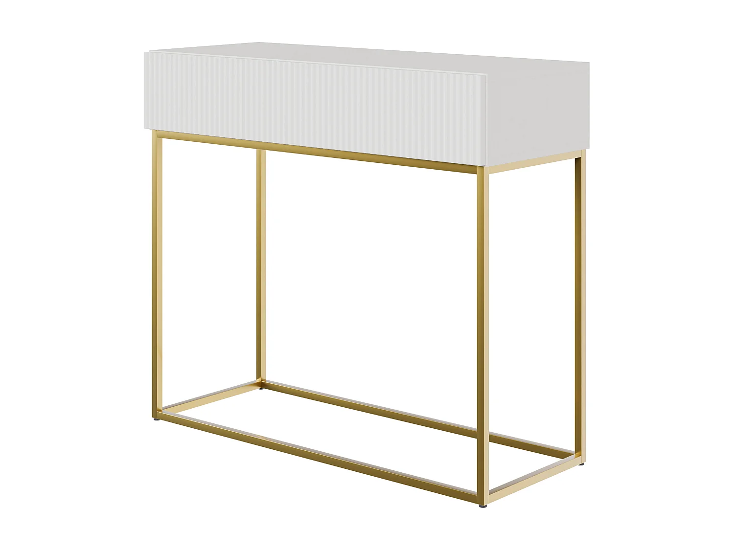 Table console - 90 cm - blanc - pieds dorés - VELDIO