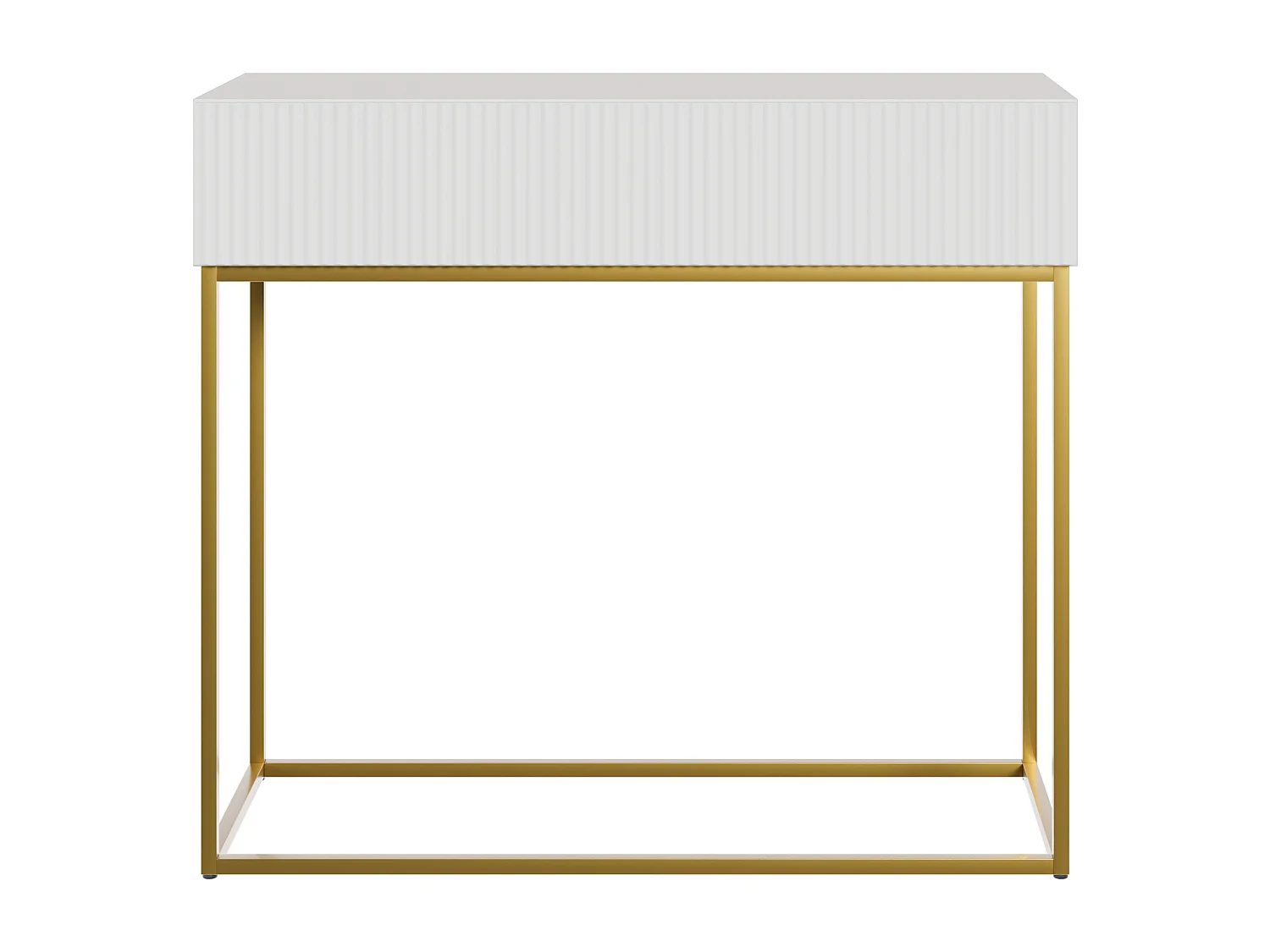 Table console - 90 cm - blanc - pieds dorés - VELDIO