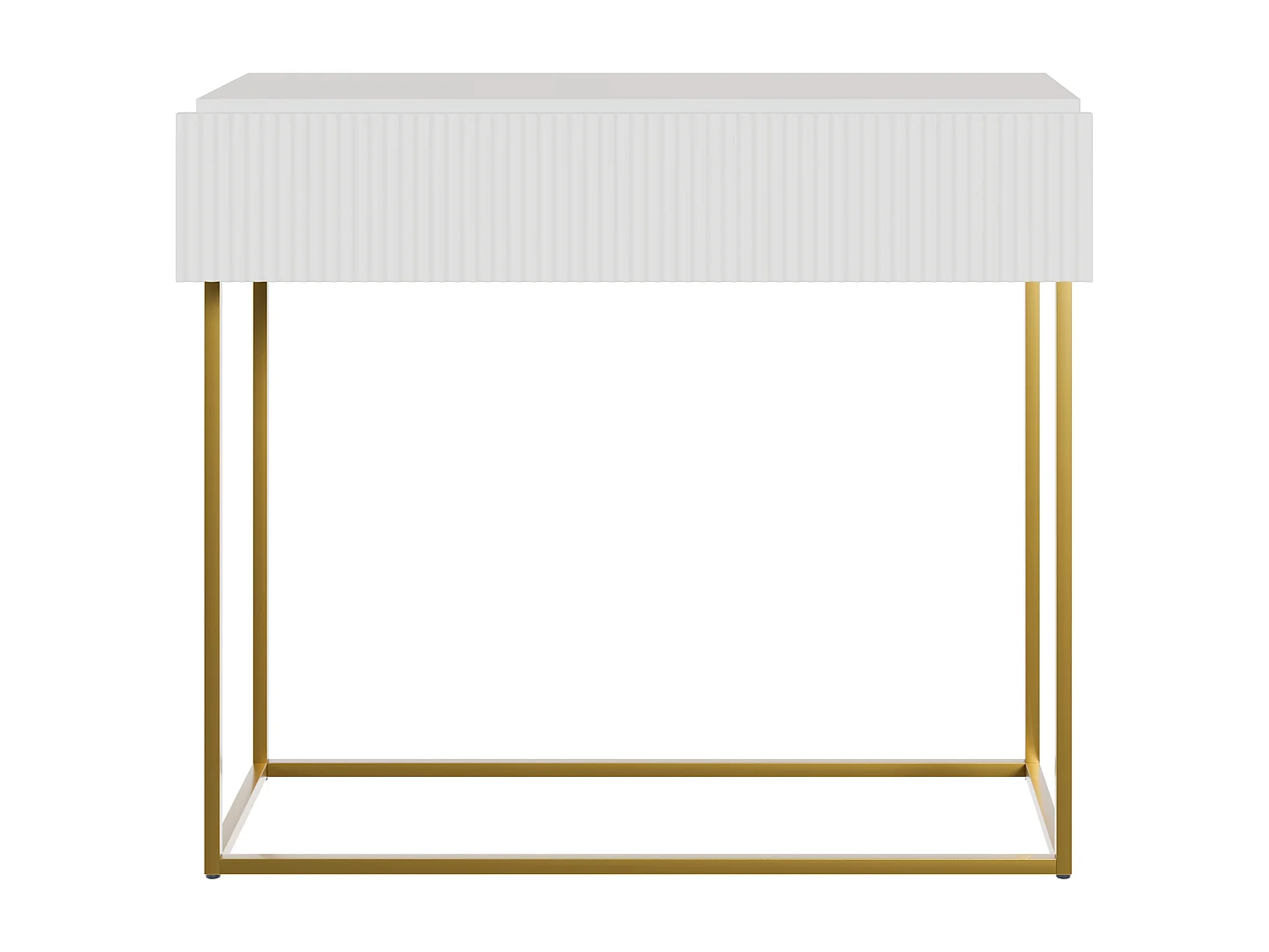 Table console - 90 cm - blanc - pieds dorés - VELDIO