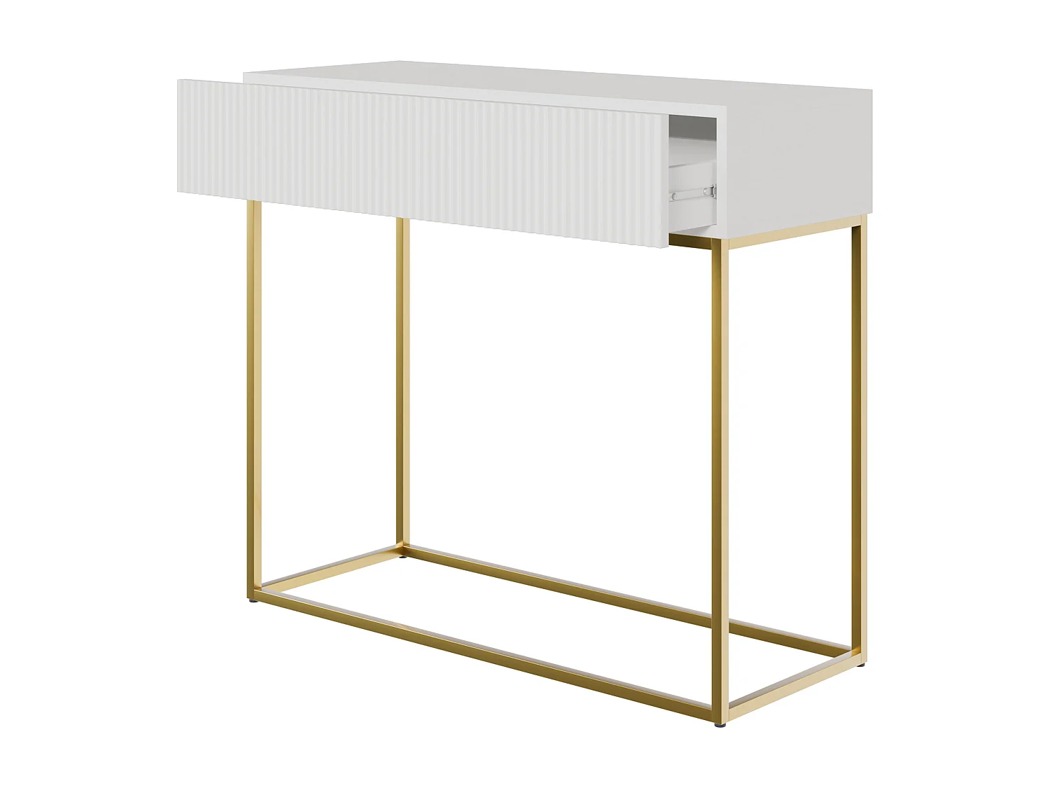 Table console - 90 cm - blanc - pieds dorés - VELDIO
