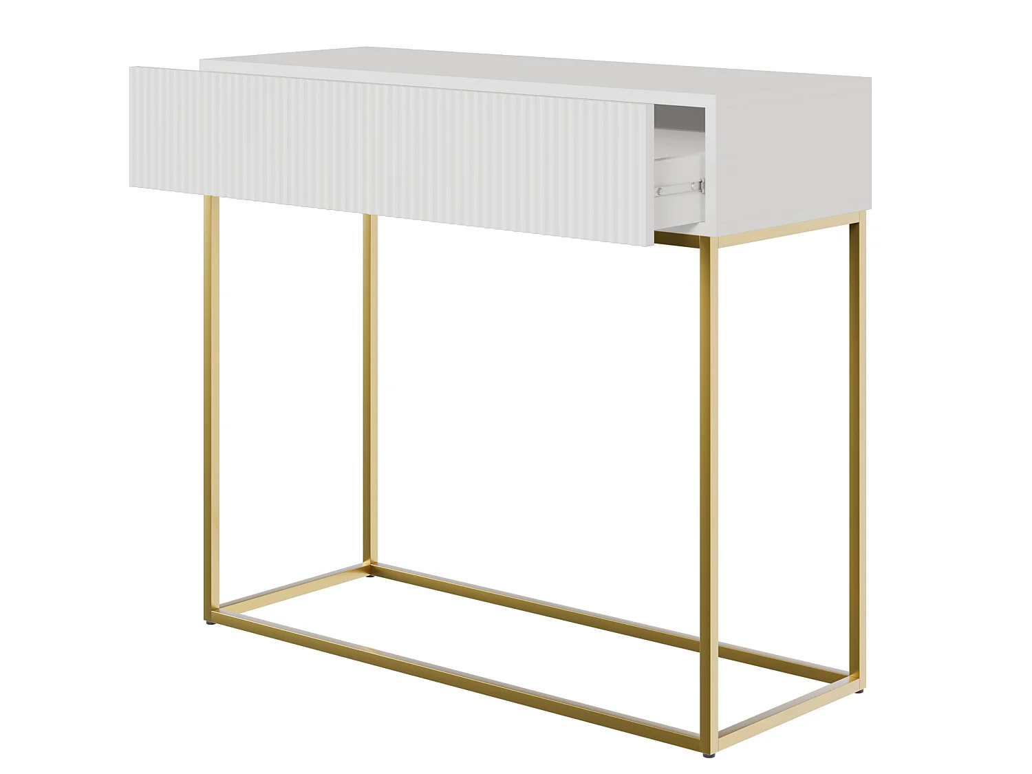Console - 90 cm - bianca con piedini dorati - VELDIO