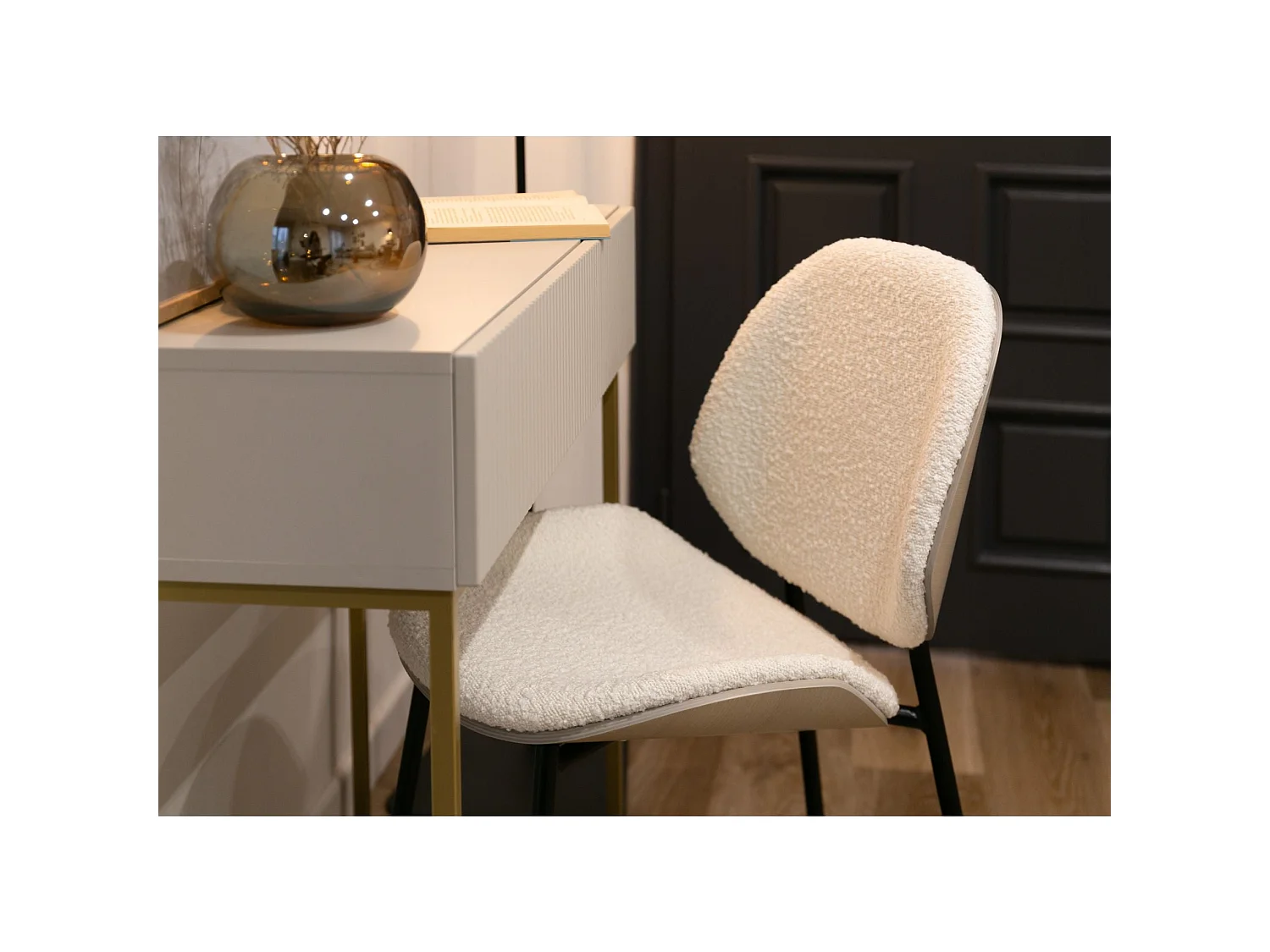 Console - 90 cm - bianca con piedini dorati - VELDIO