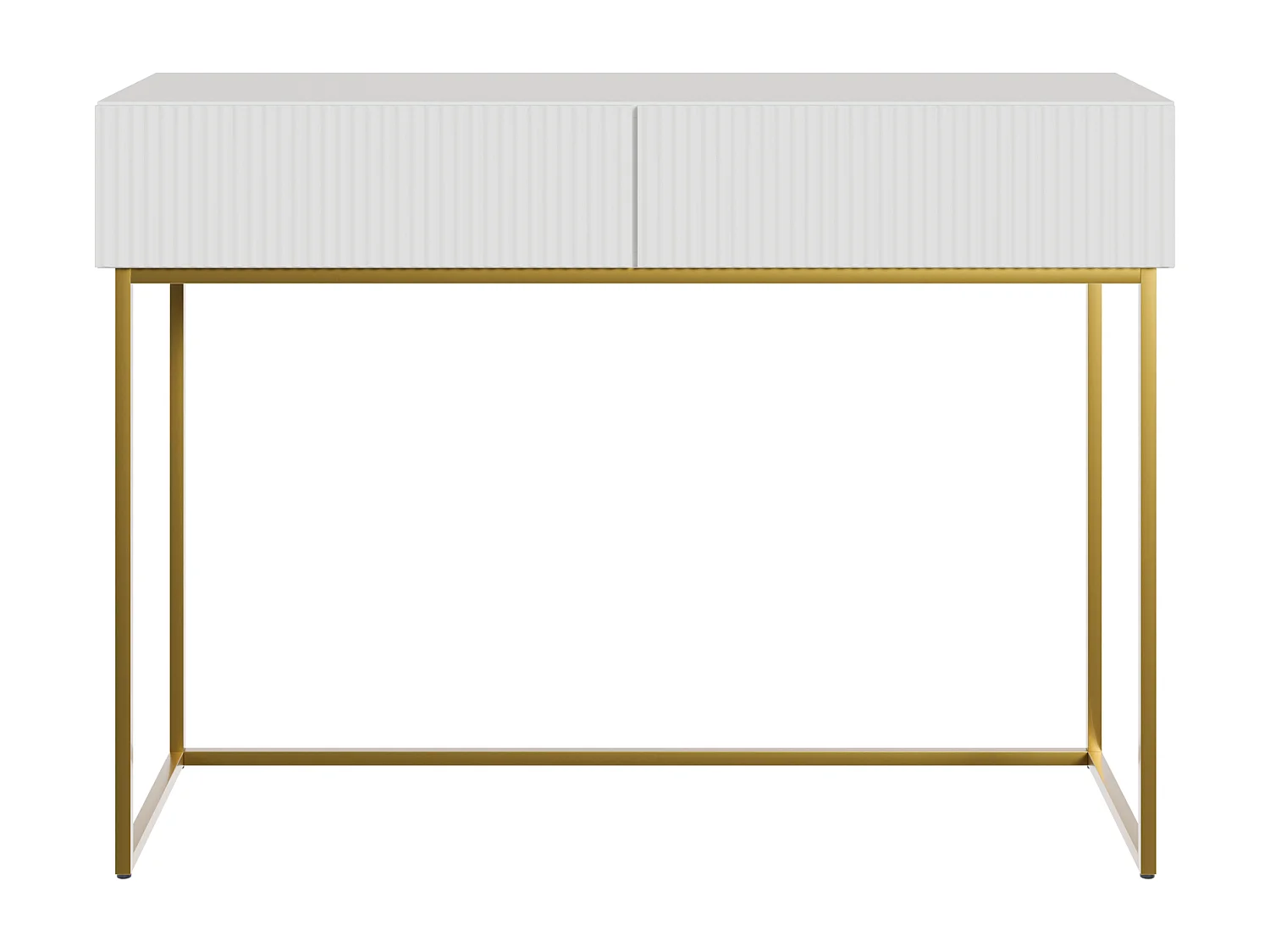 Coiffeuse - 110 cm - blanc avec pieds dorés - VELDIO