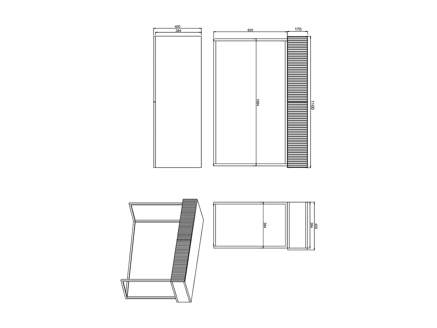 Coiffeuse - 110 cm - blanc avec pieds dorés - VELDIO