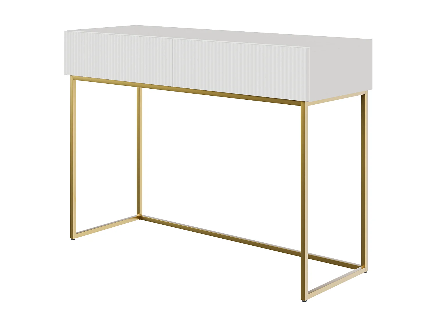 Schminktisch - 110 cm - weiß mit goldenen Beinen - VELDIO