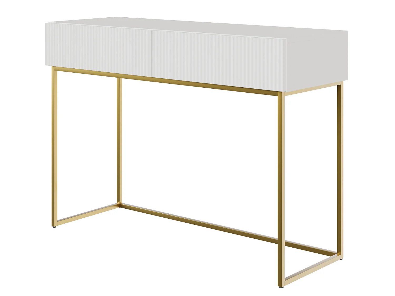 Coiffeuse - 110 cm - blanc avec pieds dorés - VELDIO