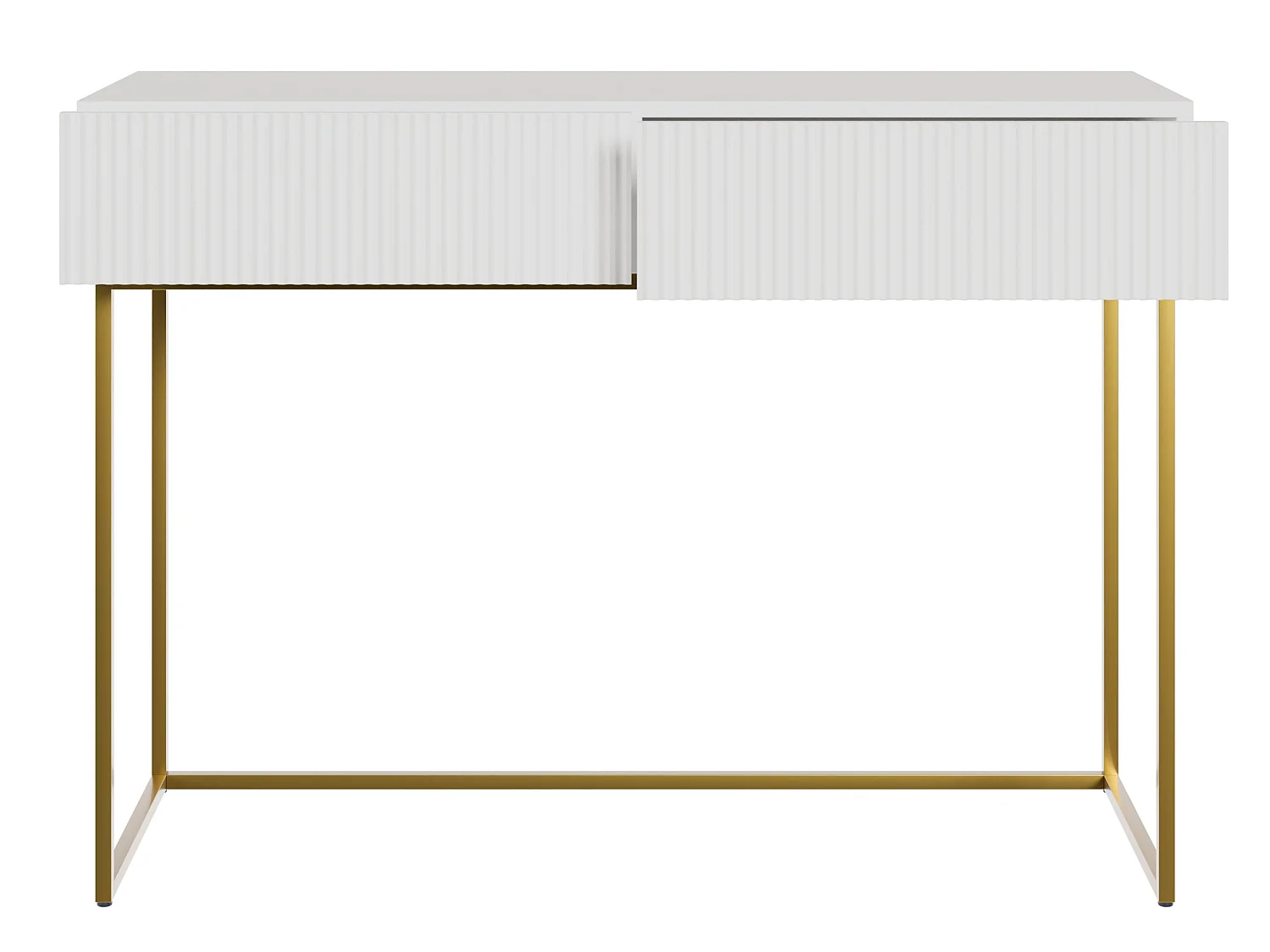 Coiffeuse - 110 cm - blanc avec pieds dorés - VELDIO