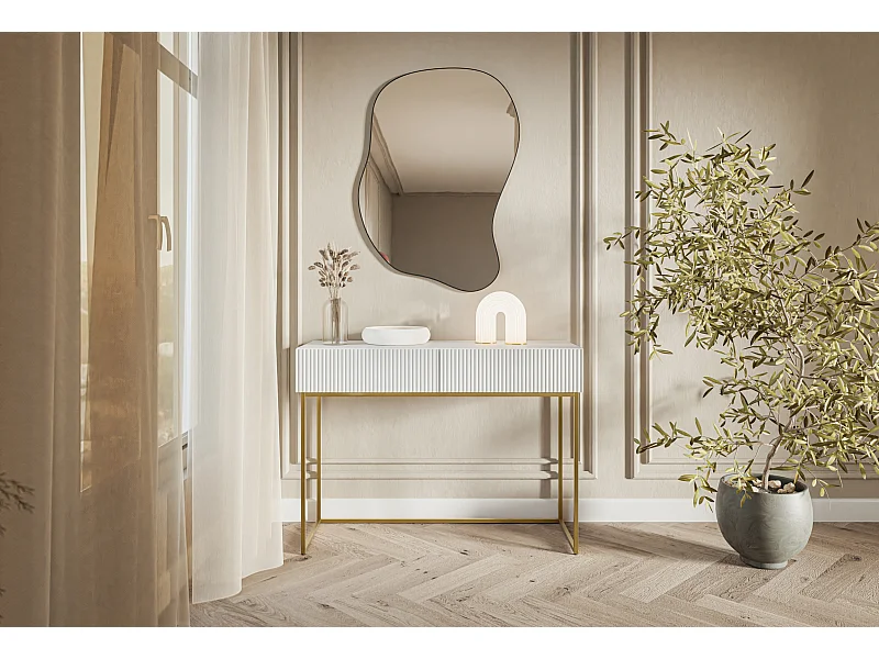 Kaptafel - 110 cm - wit met gouden poten - VELDIO