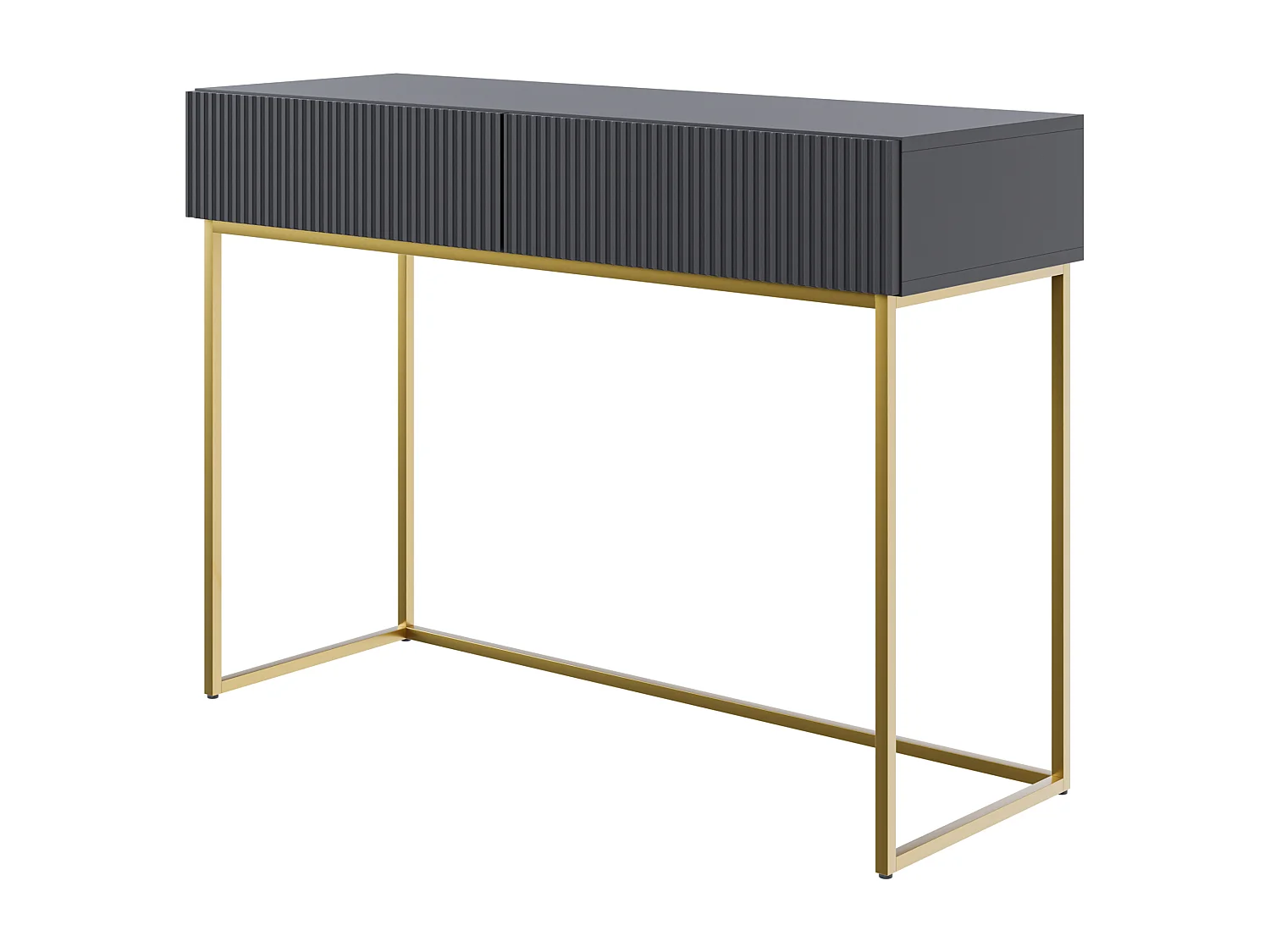 Schminktisch - 110 cm - schwarz mit goldenen Beinen - VELDIO