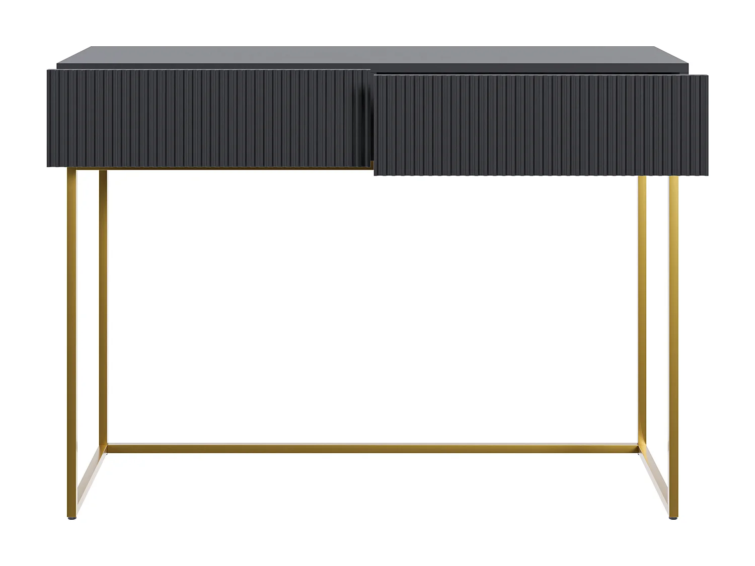 Schminktisch - 110 cm - schwarz mit goldenen Beinen - VELDIO