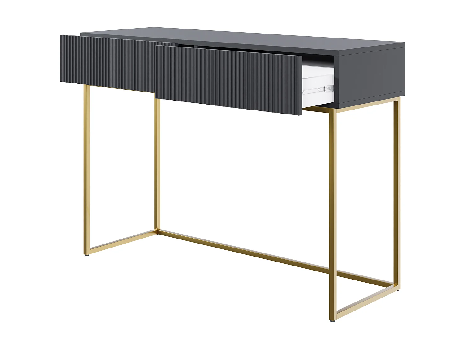 Schminktisch - 110 cm - schwarz mit goldenen Beinen - VELDIO