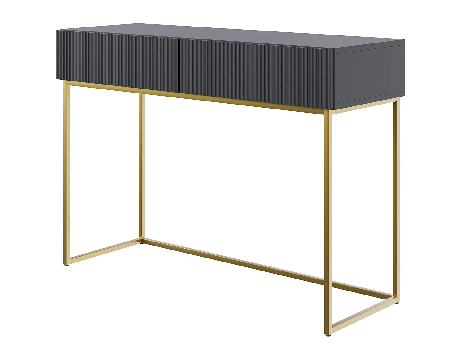 Coiffeuse - 110 cm - noir avec pieds dorés - VELDIO
