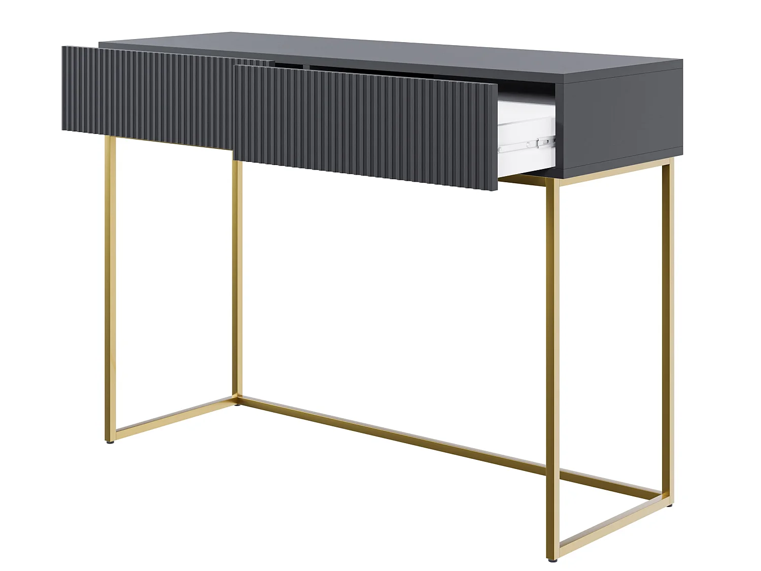 Coiffeuse - 110 cm - noir avec pieds dorés - VELDIO