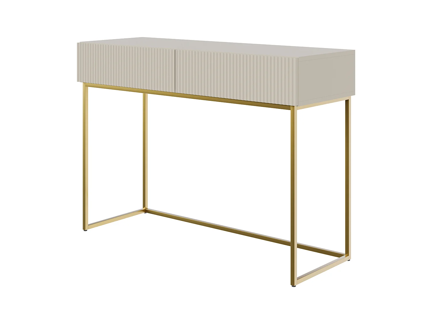 Tocador con dos cajones y patas de metal dorado - 110 cm - taupe (gris-beige) - VELDIO