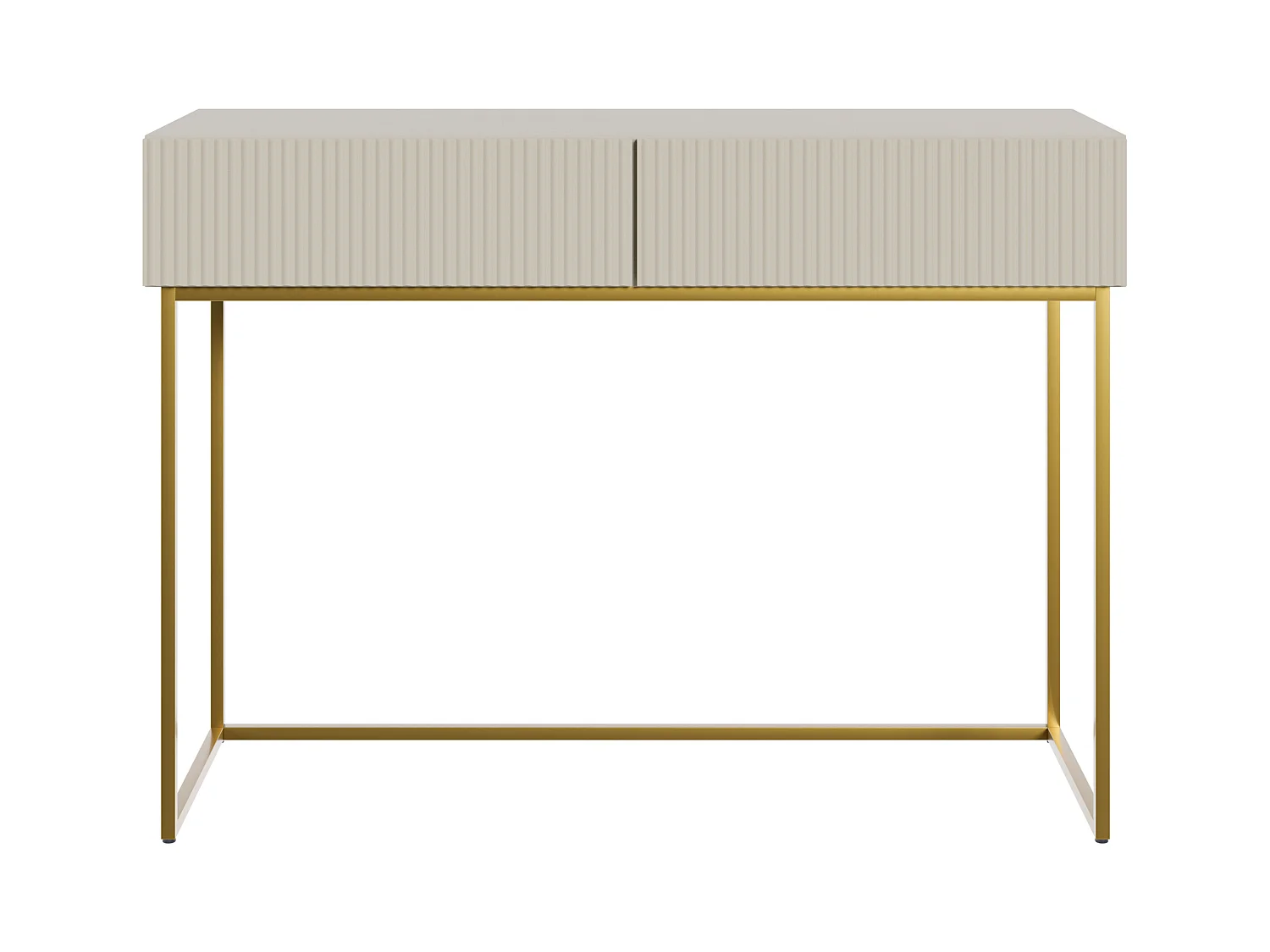 Tocador con dos cajones y patas de metal dorado - 110 cm - taupe (gris-beige) - VELDIO