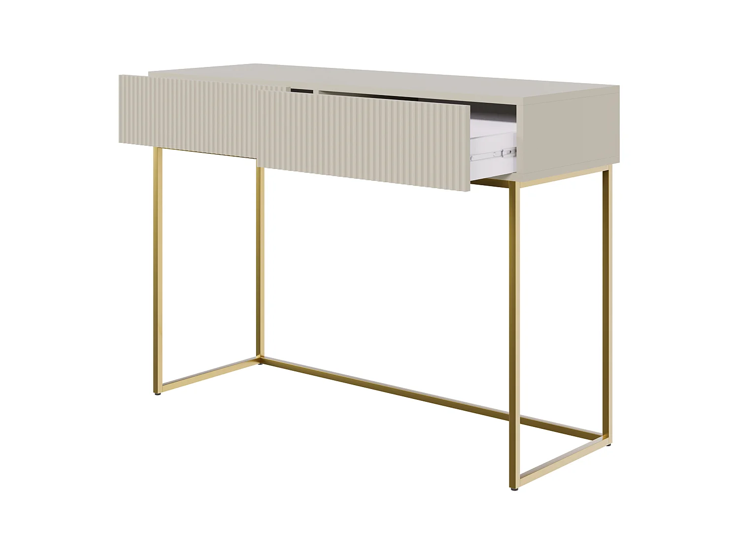 Tocador con dos cajones y patas de metal dorado - 110 cm - taupe (gris-beige) - VELDIO