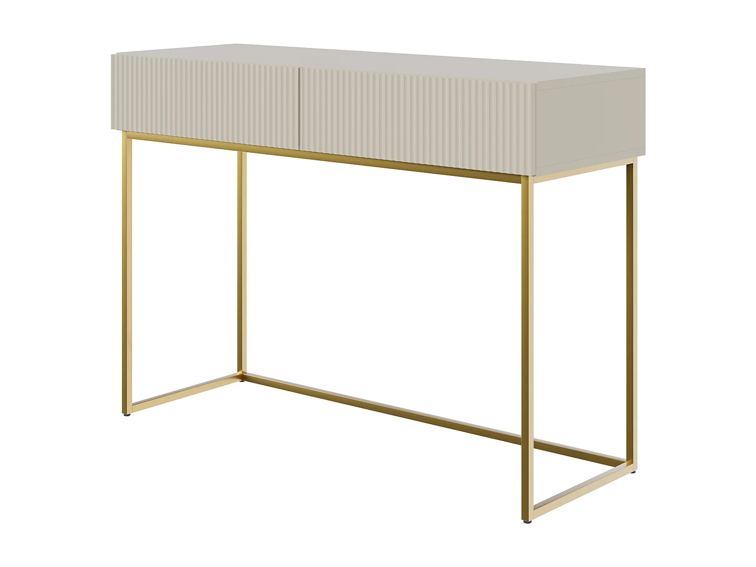 Kaptafel - 110 cm - taupe (grijsbeige) met gouden poten - VELDIO
