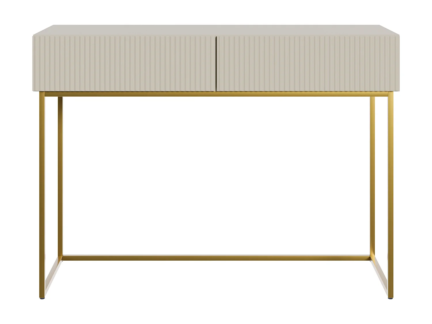 Schminktisch - 110 cm - Taupe (Grau-Beige) mit goldenen Beinen - VELDIO
