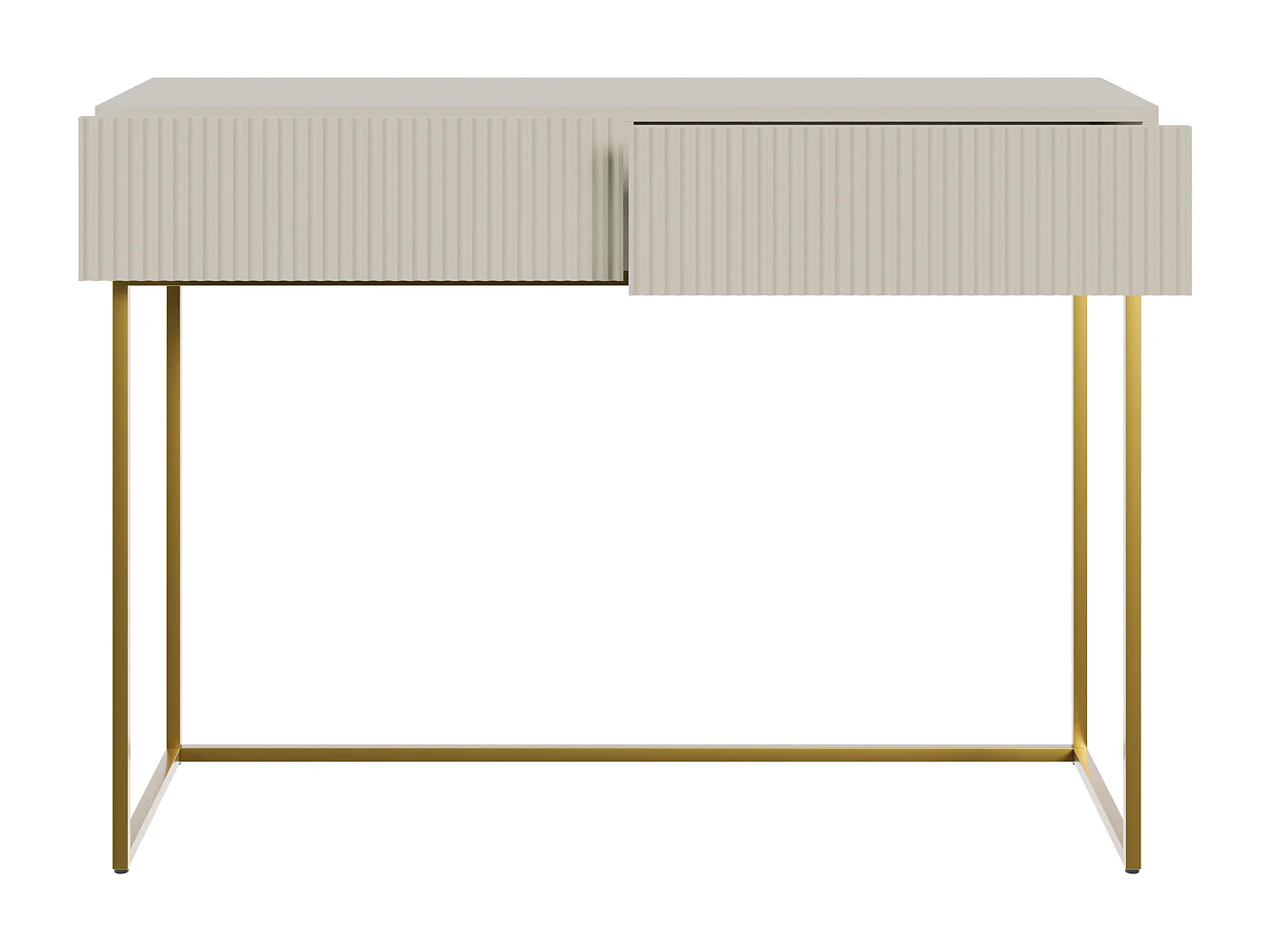 Schminktisch - 110 cm - Taupe (Grau-Beige) mit goldenen Beinen - VELDIO