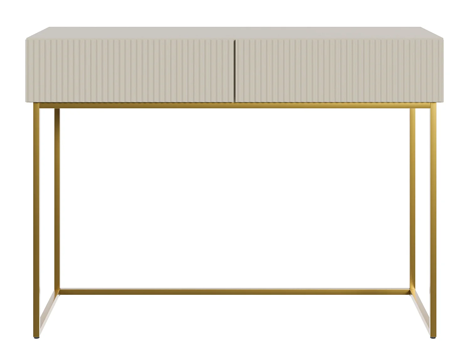 Coiffeuse - 110 cm - taupe (gris-beige) avec pieds dorés - VELDIO