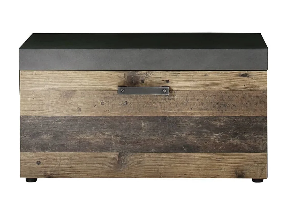 Banc avec rangement Indy vieux bois et gris Matera