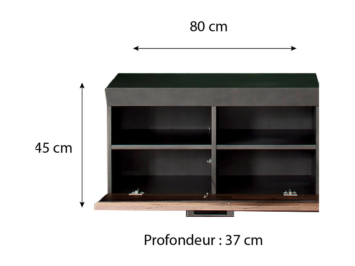 Banc avec rangement Indy vieux bois et gris Matera